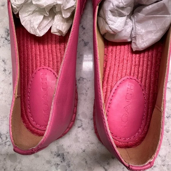 Coach Charlie Espadrilles Pink Petunia Leather Shoes Women’s 8 New - Picture 7 of 11